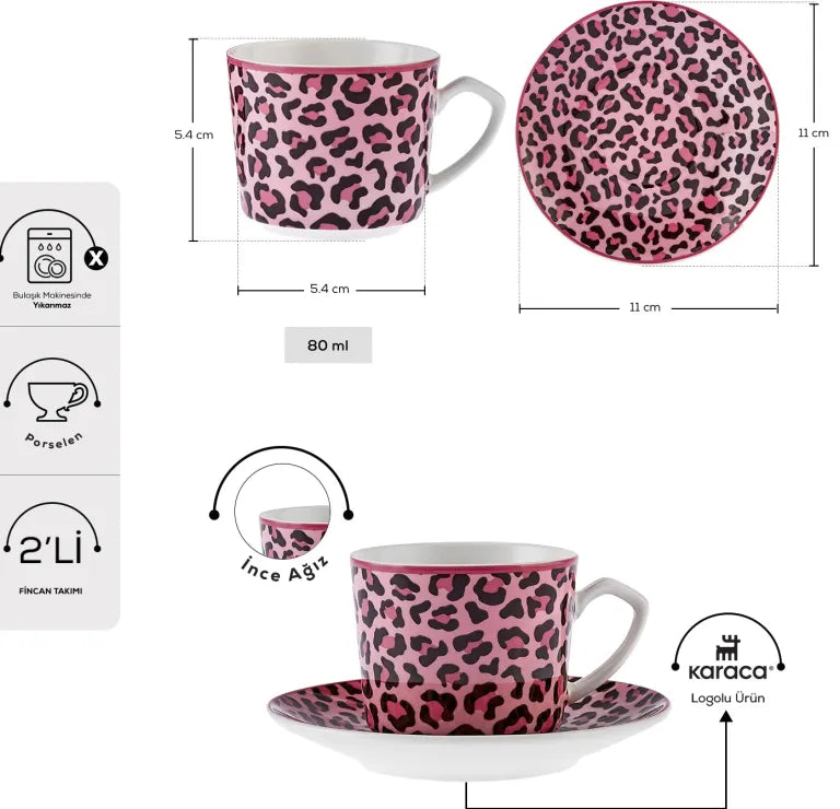 طقم فناجين قهوة كاراجا بريتني 80 مل - 2 قطعة أنيقة