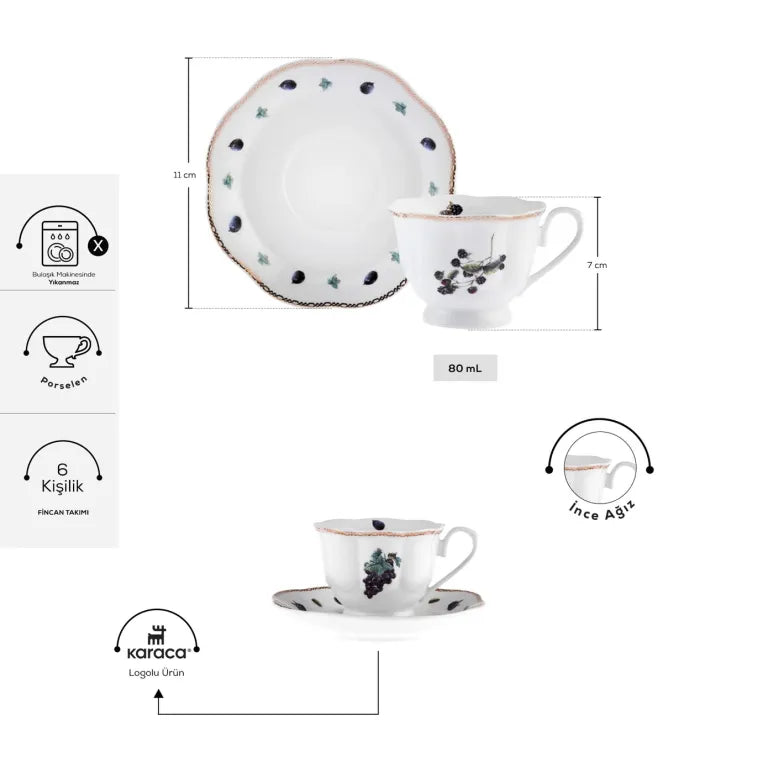 طقم فناجين قهوة كاراجا نوستالجى ٦ قطع كلاسيك