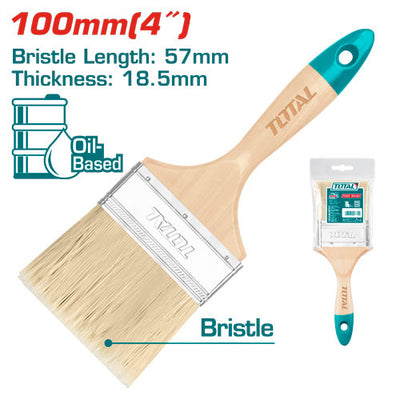 TOTAL 4" Paint Brush Wooden Handle – Wide & Smooth Coverage