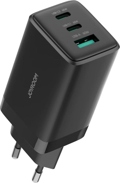 شاحن Joyroom JR‑TG10 65W GaN + كابل USB‑C 100W 1.2 م