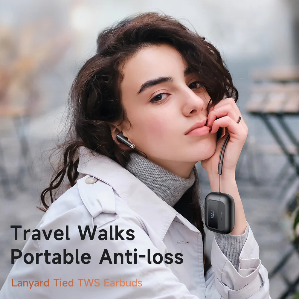 سماعات أذن مكدودو بشاشة رقمية وحبل - أسود