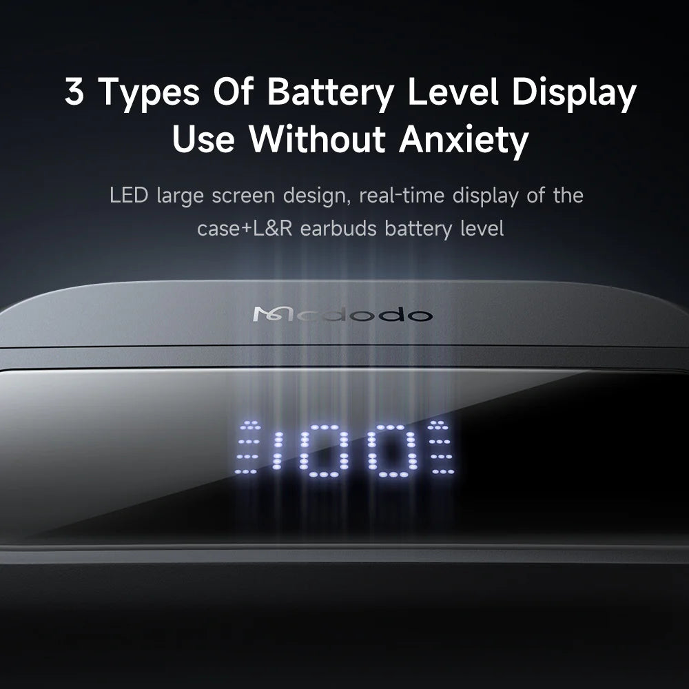 سماعات أذن مكدودو بشاشة رقمية وحبل - أسود