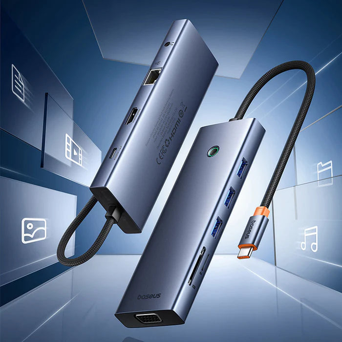 محطة إرساء ذات 7 منافذ Baseus UltraJoy HUB - رمادي