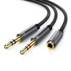 UGREEN 3.5mm Female to 2 Male Cable Aluminum Case (Black)