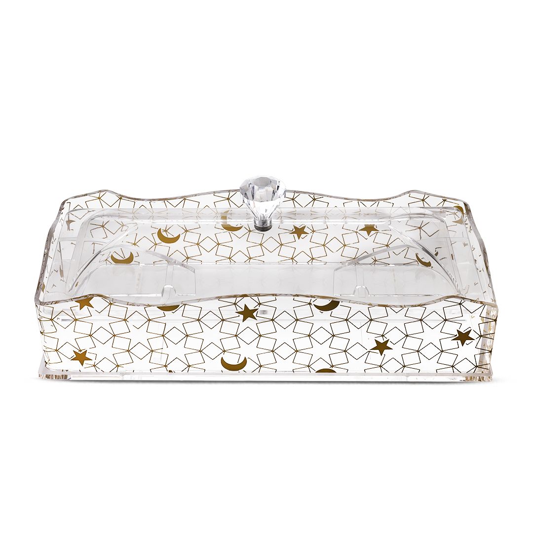 علبة أدوات مائدة أكريليك من Al-Hoora - شفاف وذهبي فاخر