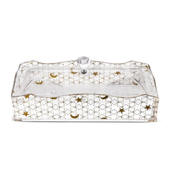 Al-Hoora Acrylic Cutlery Box - Transparent & Gold Elegant