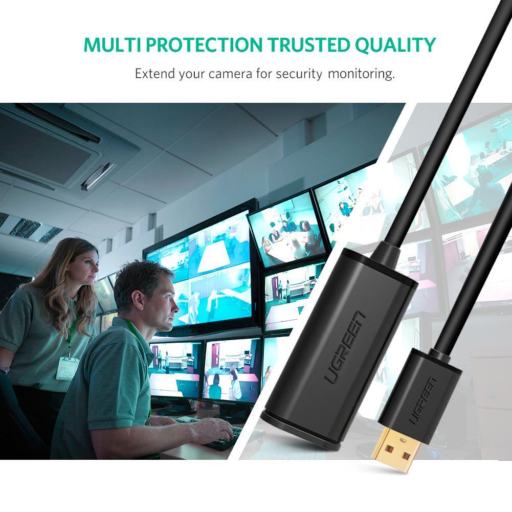 كابل تمديد USB 2.0 نشط من UGREEN مع شريحة 5 متر (أسود)