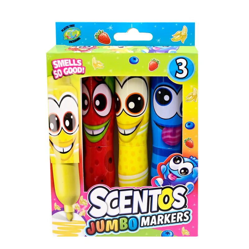 أقلام تلوين عريضة Scentos Funny Jumbo للأطفال 3 قطع