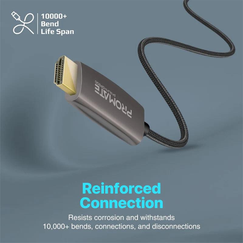 كابل برومات اتش دي ام اي معدل 60 هتز بجودة فائقة - رمادي