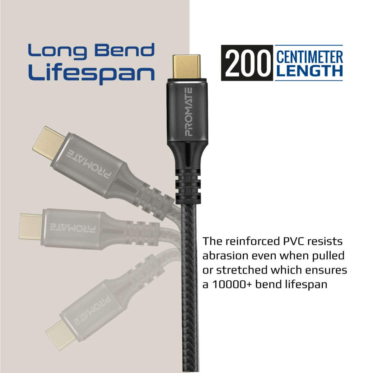 Promate PowerBolt240-2M 240W USB-C Thunderbolt Cable
