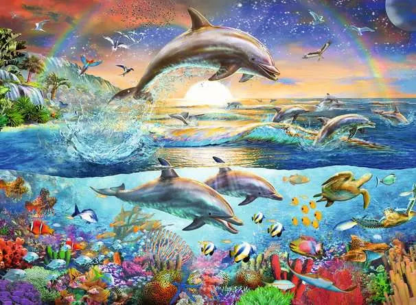 أحجية Ravensburger 300 قطعة - جنة الدلافين