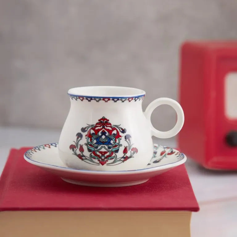 طقم قهوة كاراجا حطاط ٦ أشخاص ٩٠ مل – أحمر فاخر