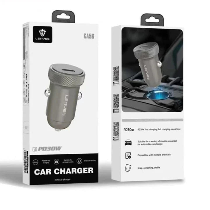 Lenyes CA56 Mini PD 30W Car Charger – Compact Fast Charging