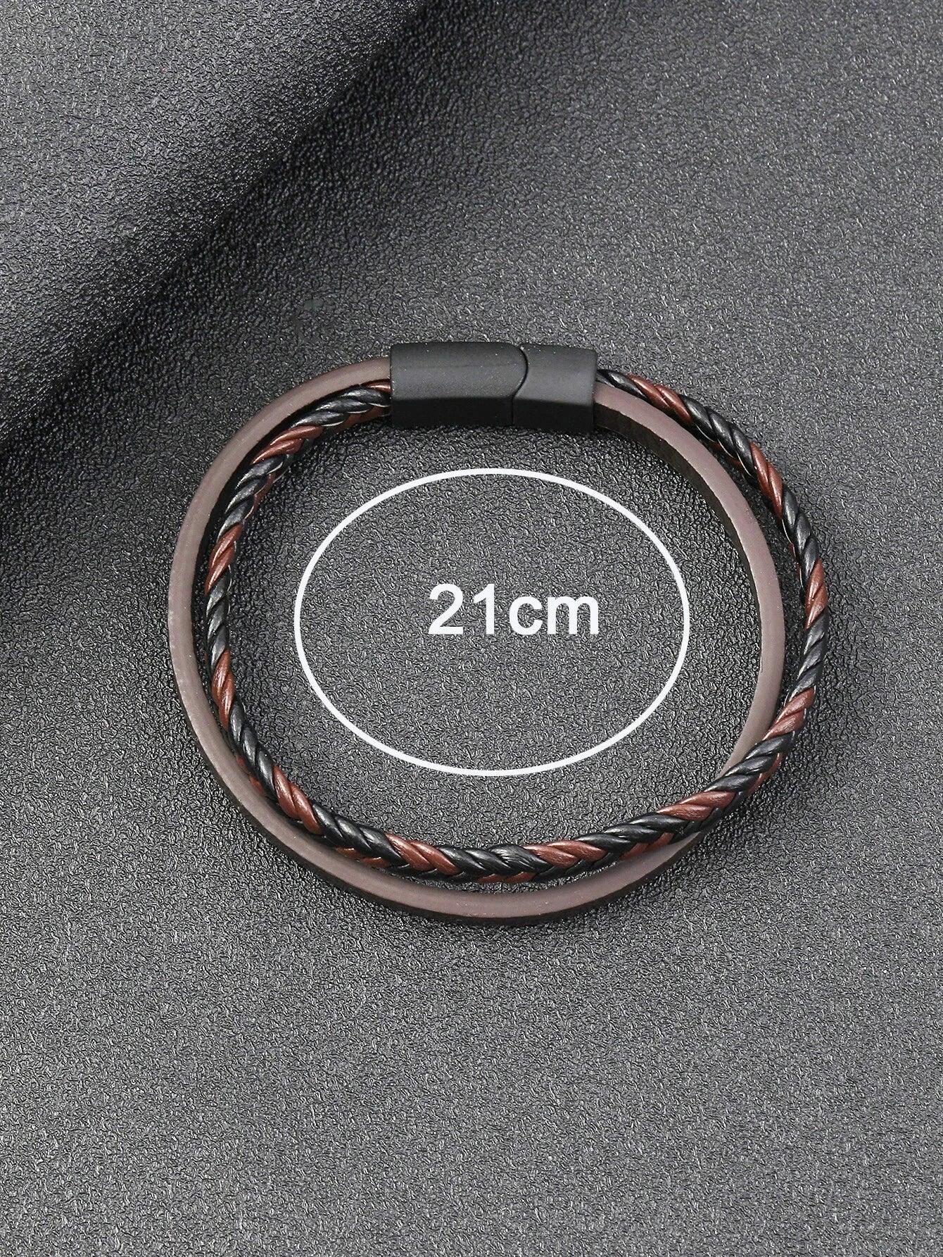 سوار رجالي عصري وشائع بتفاصيل مضفرة من مادة البولي يوريثان كهدية مجوهرات ولمظهر أنيق