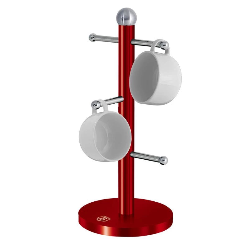 Berlinger Haus Mug Tree – Dark Red Metallic Stand (6 Mugs)