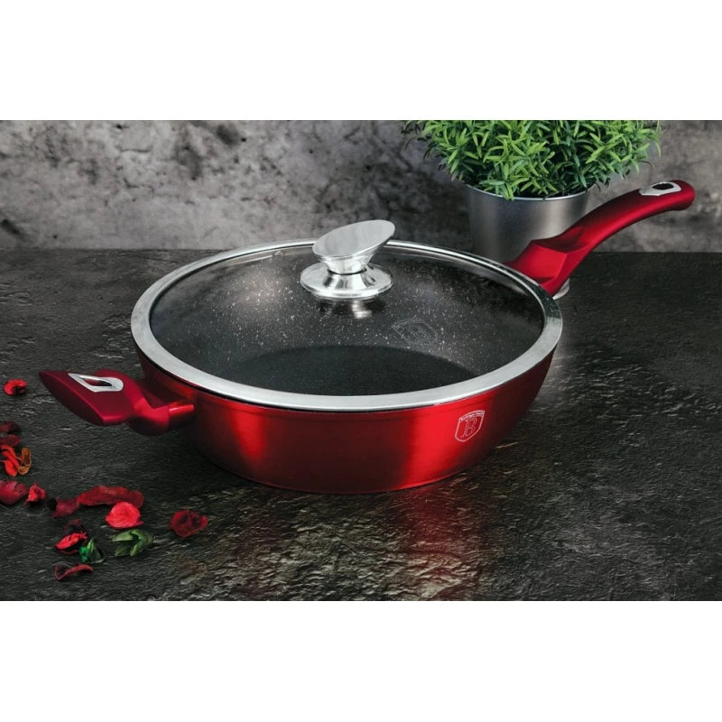 Berlinger Haus Deep Frypan with Lid 28cm – Burgundy