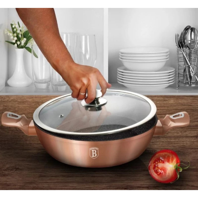 Berlinger Haus 28cm Metallic Shallow Pot with Lid – Rose Gold