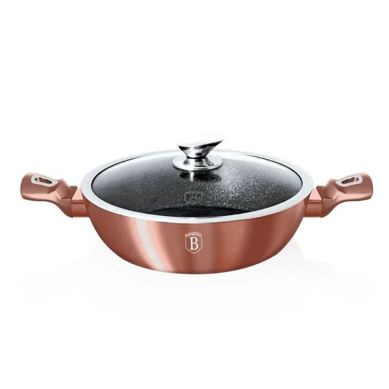 Berlinger Haus 28cm Metallic Shallow Pot with Lid – Rose Gold