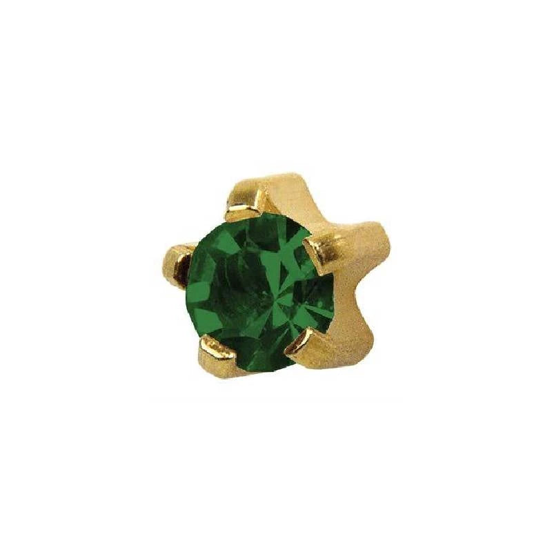 Studex Gold Plated Heartlite May Emerald 3MM for Kids