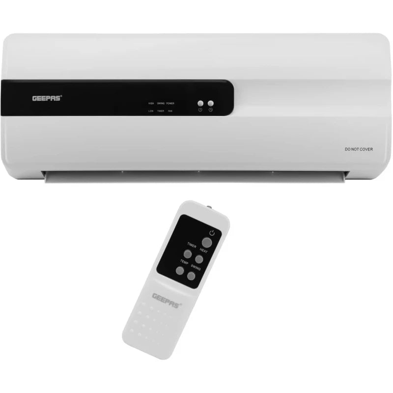 Geepas 2000W PTC Ceramic Wall Heater, Auto Oscillating, Remote Control, White GWH28515
