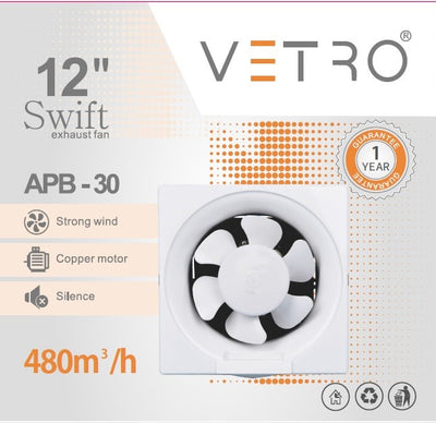 Vetro 12 Inch Square Exhaust Fan APB-30 for Powerful Ventilation