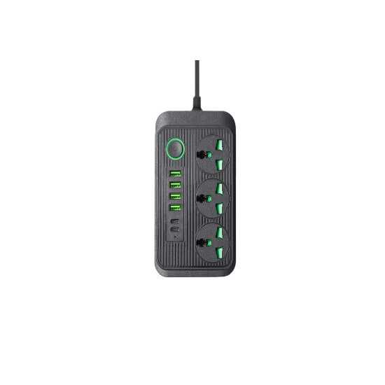 فيشة كهرباء QVQ متعددة المنافذ مع 4 USB و2 Type-C