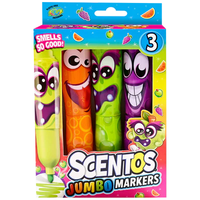 أقلام تلوين عريضة Scentos Funny Jumbo للأطفال 3 قطع