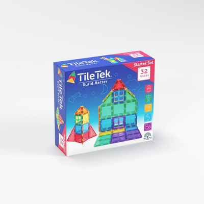 TileTek Magnetic Tiles Starter Pack, 32 Pieces, Ages 3+