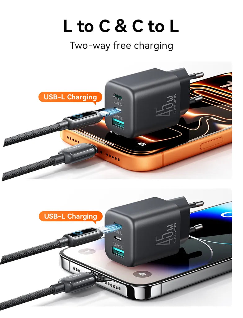 Joyroom JR-TO1 45W GaN Charger 2x USB-C/1x USB-A – Black
