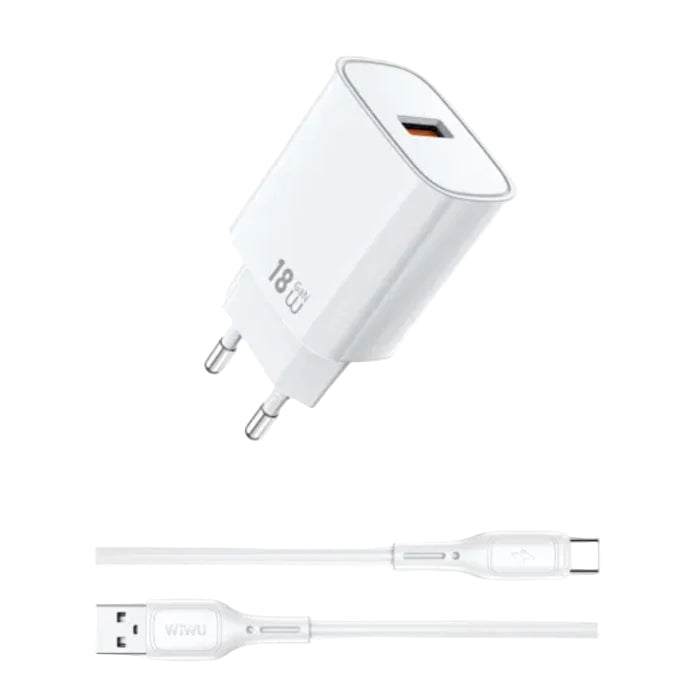 شاحن WiWU GaN 18W سريع ومتين مع منفذ USB ذكي