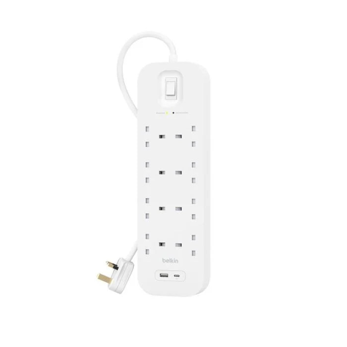 واقي من زيادة التيار من بيلكين مزود بمنافذ USB-C و USB-A بطول 2 متر