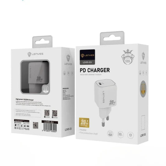 Lenyes LCH51-EU – 20W PD USB-C Fast Charger (White)