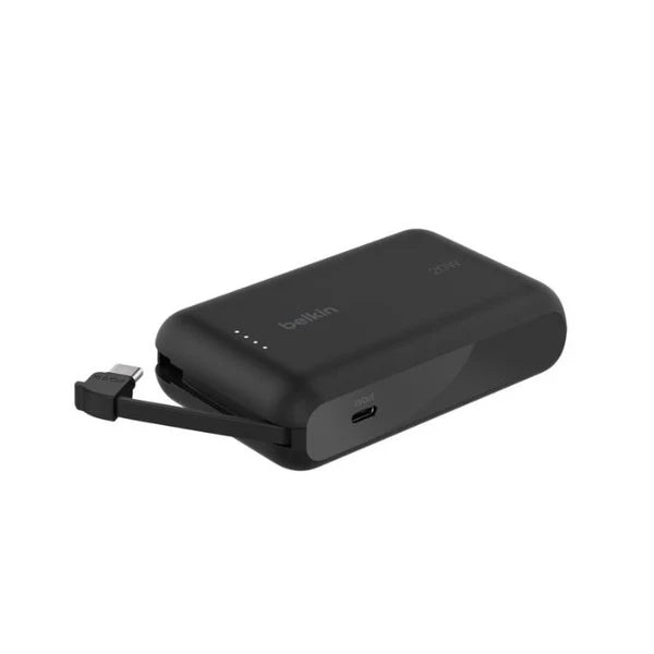 بنك طاقة بيلكين 10K مع كابل USB-C مدمج - خفيف الوزن وشحن سريع