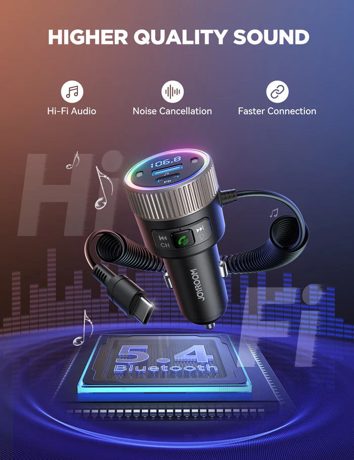 جهاز FM لاسلكي للسيارة JOYROOM 60W – شحن وموسيقى بجودة عالية