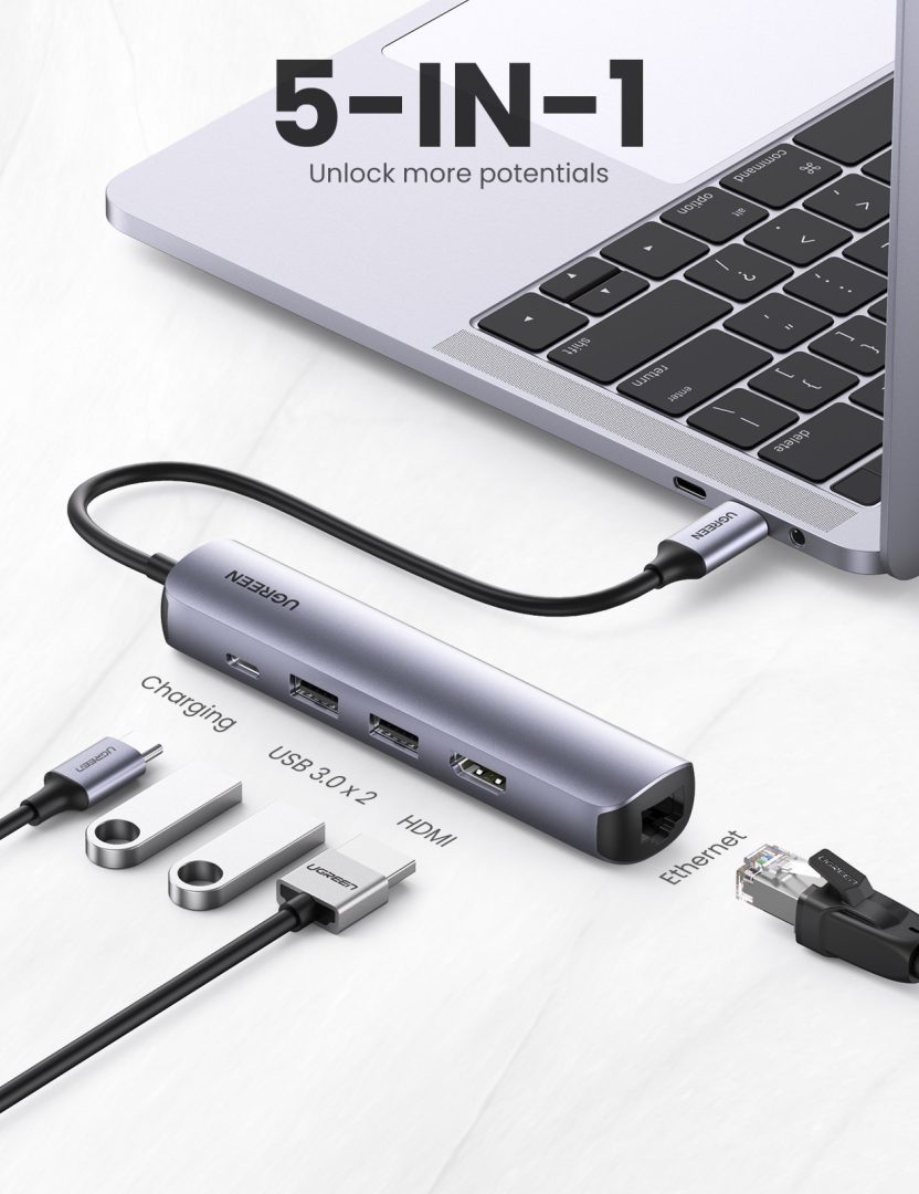 UGREEN 5-in-1 USB-C Hub with HDMI & Gigabit Ethernet