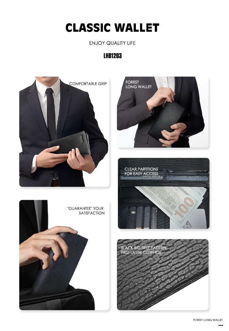 حافظة جلد LENYES LHB1203 – تصميم أنيق ونحيف – لون أسود