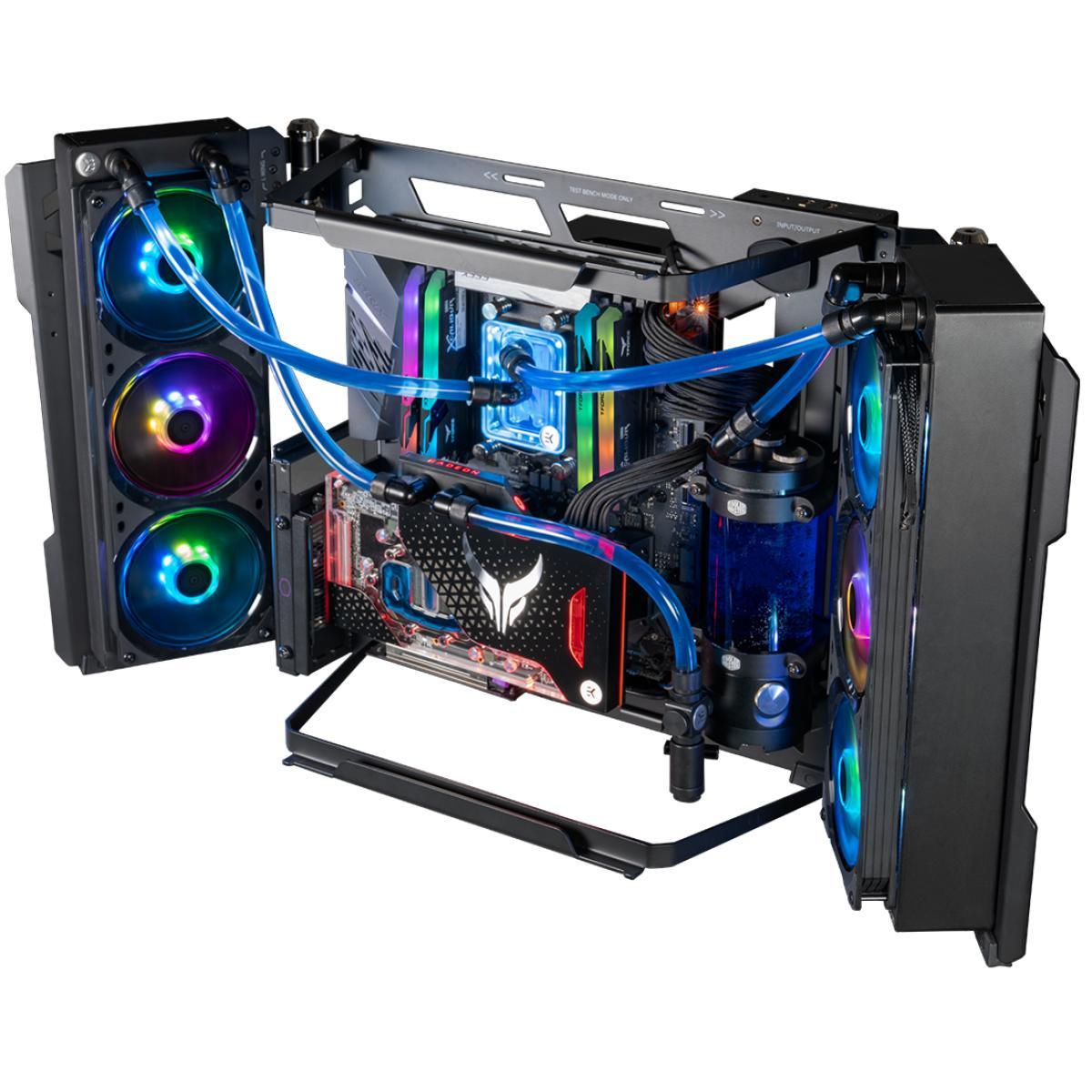 هيكل Cooler Master MasterFrame 700 Full Tower المصنوع من الزجاج المقسّى، وضع اختبار الطاولة، تصميم الهواء الطلق، هيكل كمبيوتر مدمج بحامل VESA