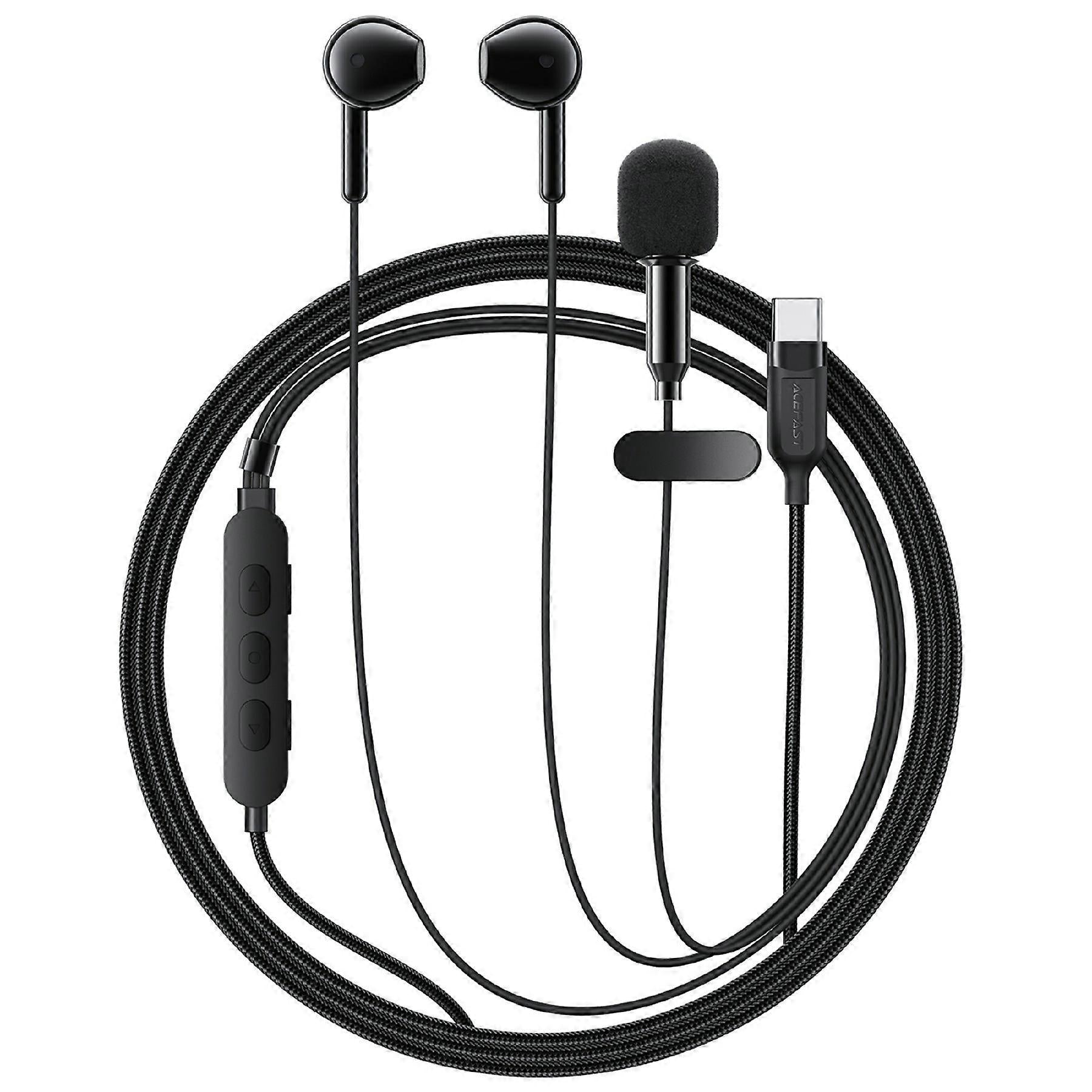 ACEFAST L12 USB-C Semi In-Ear Karaoke Wired Earphones – Built-In Mic | Live Streaming | 4 Audio Modes | Low Latency