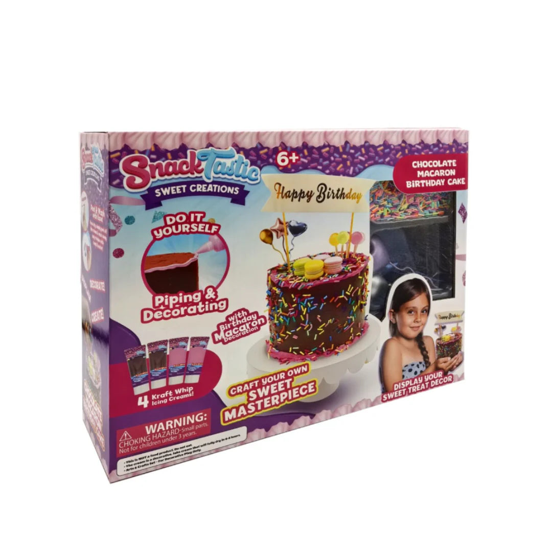 Snack Tastic Chocolate Macaron Birthday Cake Decorating Kit for Kids Ages 6+