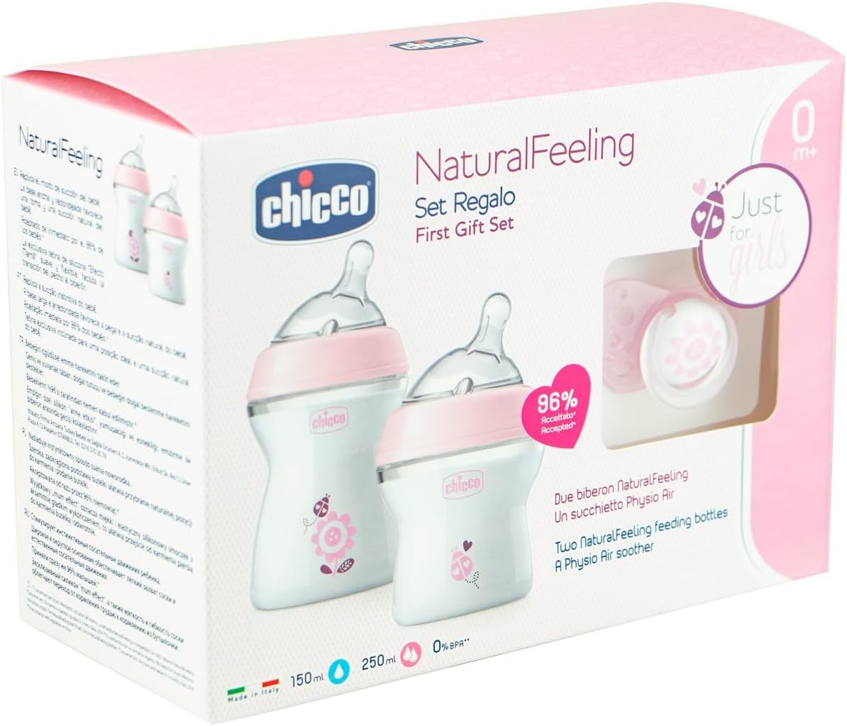 Chicco Natural Feeling Gift Set baby girls Feeding Kit - Pink