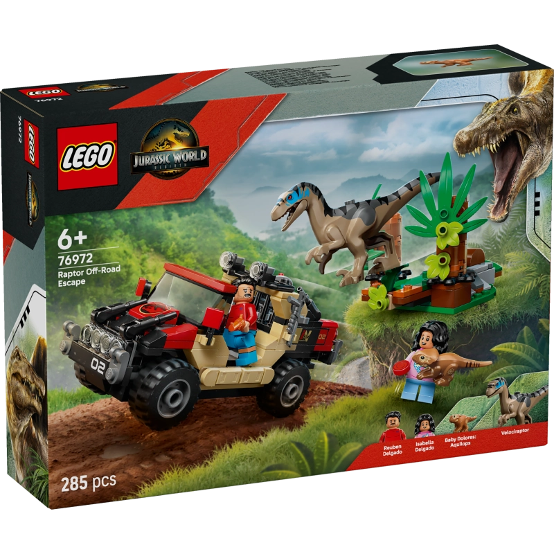 LEGO Jurassic World Raptor Off-Road Escape – 285 Pieces | Set 76972
