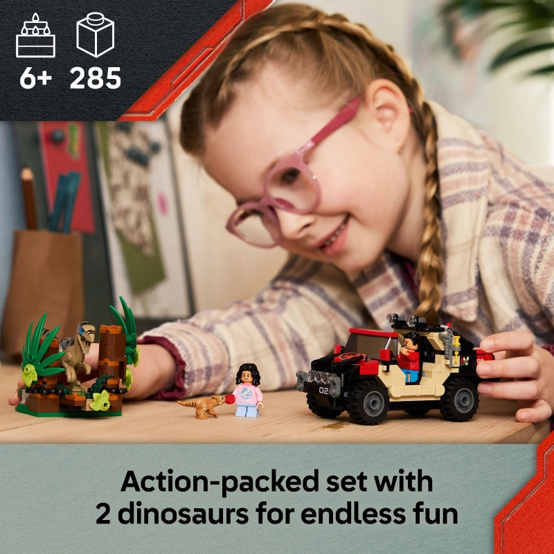 LEGO Jurassic World Raptor Off-Road Escape – 285 Pieces | Set 76972