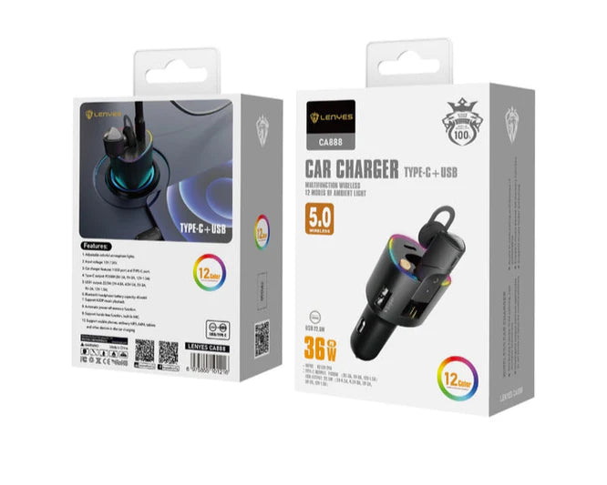 Lenyes CA888 Dual USB Car Charger – Black