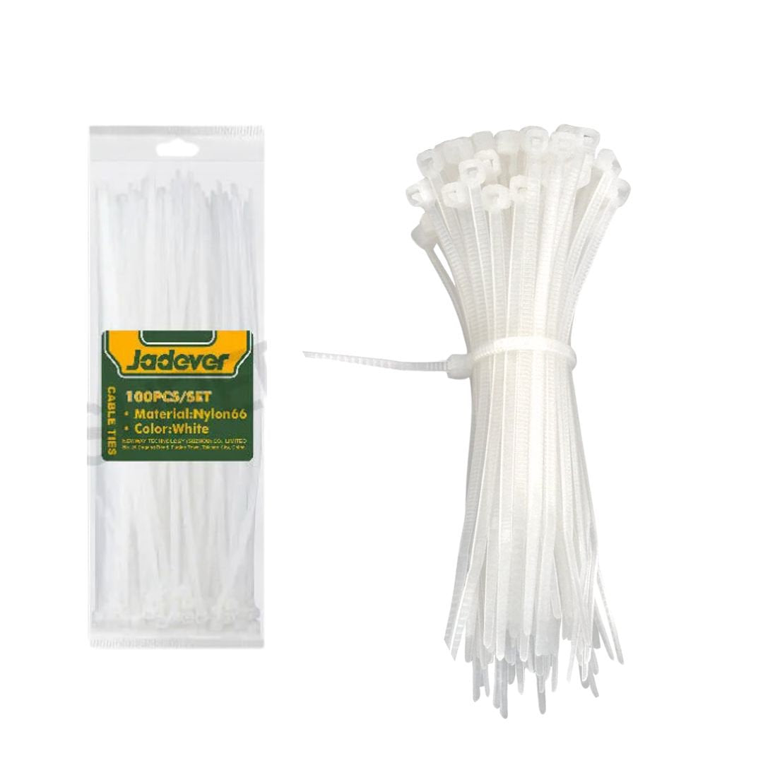 Jadever Cable Tie 300 × 4.8mm Secure & Flexible - White