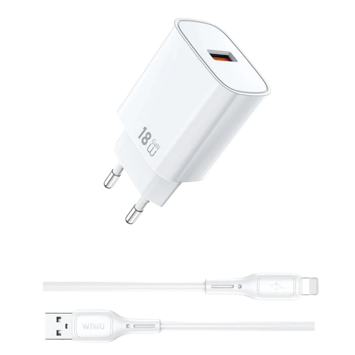 شاحن WiWU GaN 18W سريع ومتين مع منفذ USB ذكي