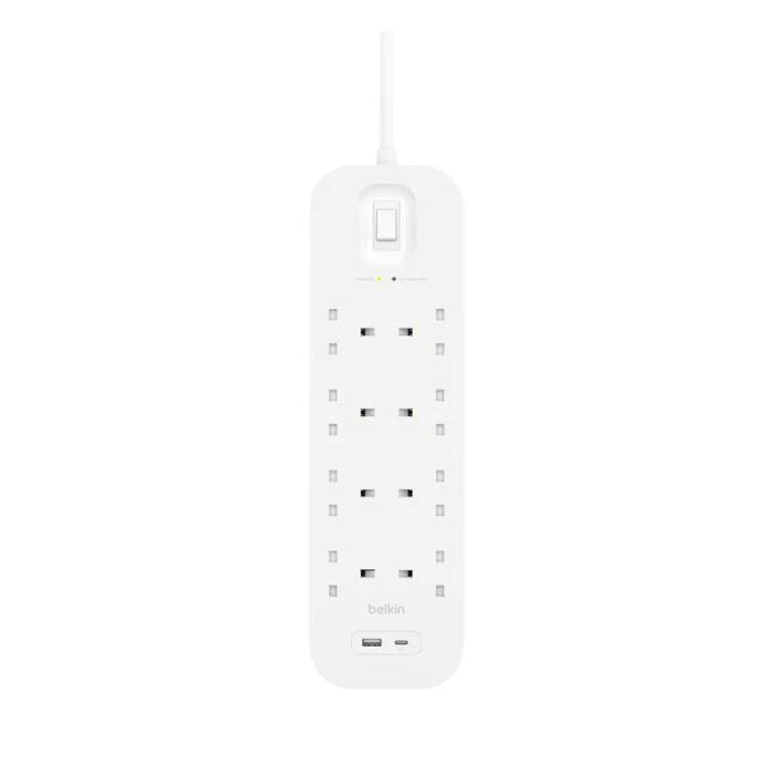 واقي من زيادة التيار من بيلكين مزود بمنافذ USB-C و USB-A بطول 2 متر