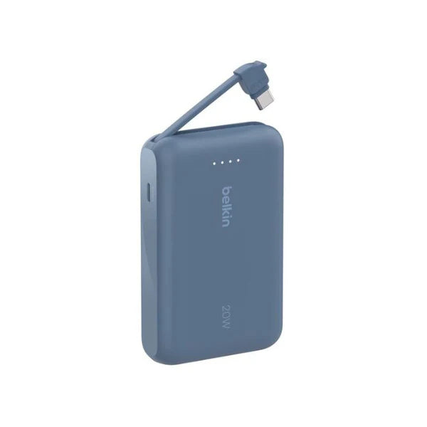 بنك طاقة بيلكين 10K مع كابل USB-C مدمج - خفيف الوزن وشحن سريع