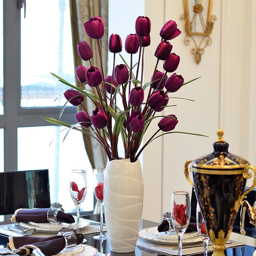 ARMN Faux Tulip Stem – Claret, Single Elegant Flower