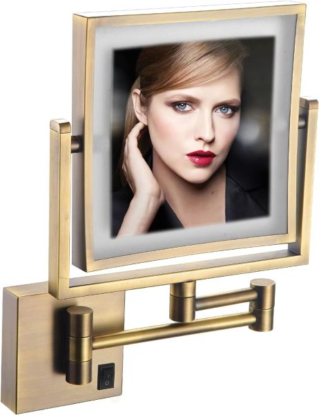 مرآة تكبير 5X من ARMN بضوء LED – برونزي أنيق