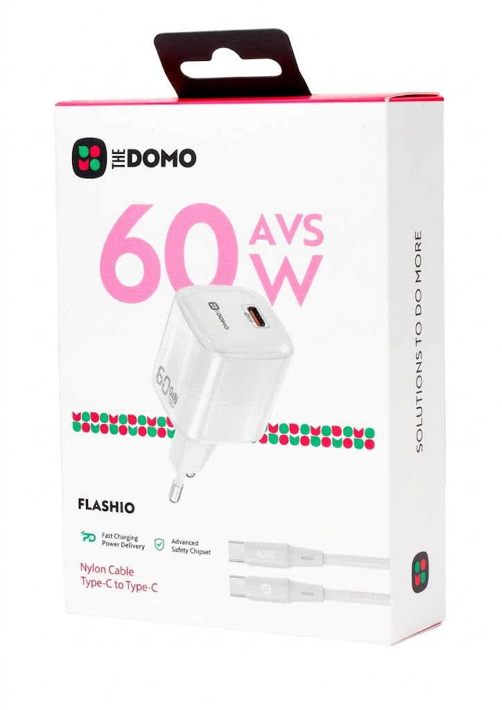DOMO FLASHIO 60W Nylon Cable Type-C to Type-C
